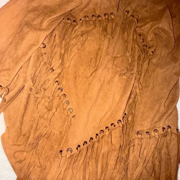 Vocal Suede Brown Fringe Outerwear - Picture 4 of 4